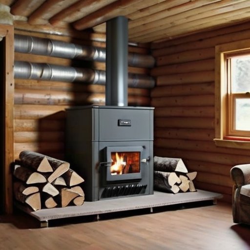 Деревянный котел в уютном подвале с дровами и вентиляцией.