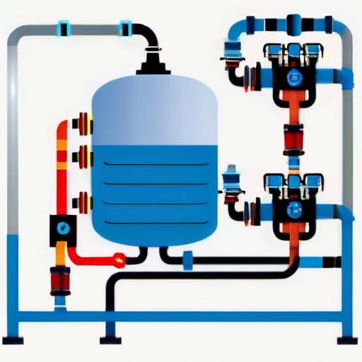 Схема гидропневматической установки для промывки системы отопления с пометками компонентов.