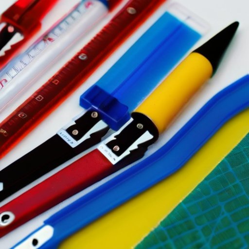 Близкий план различных поверхностей с термопластичным клеем и инструментами.