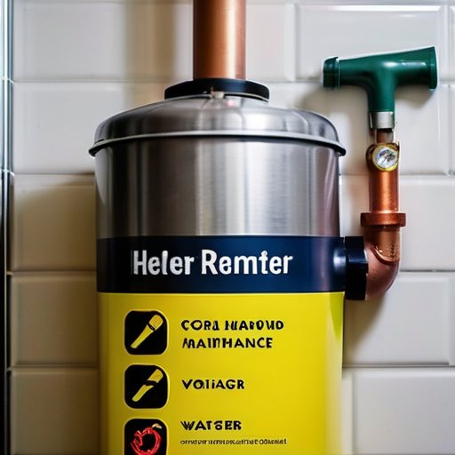 Чистый водонагреватель с инструментами и средствами для ухода в организованном помещении.