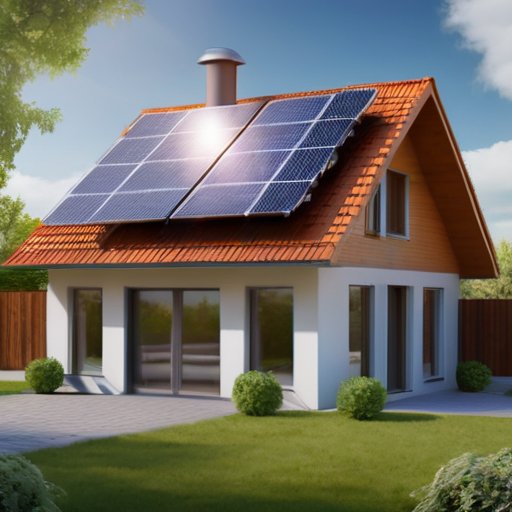 Уютный энергоэффективный дом с солнечными панелями и умными приборами.