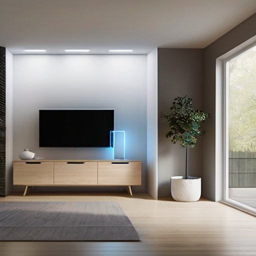 Современный интерьер дома с энергоэффективной техникой и естественным освещением.