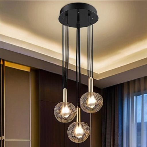 Современная LED люстра с изысканным дизайном в уютной комнате.