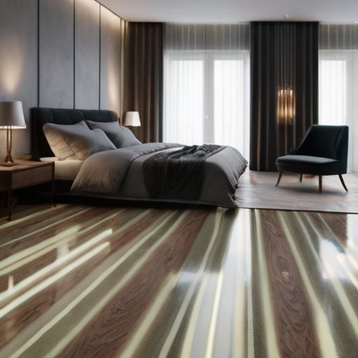 Уютный интерьер с теплым водяным полом и глянцевым линолеумом.