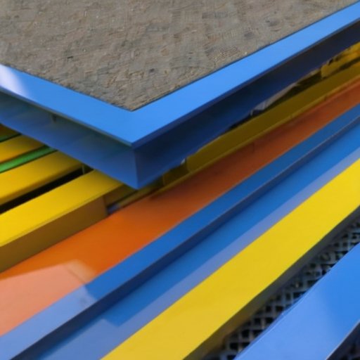 Строительная площадка с свежезалитым бетонным полом и маяками, инструментами и безопасным оборудованием.