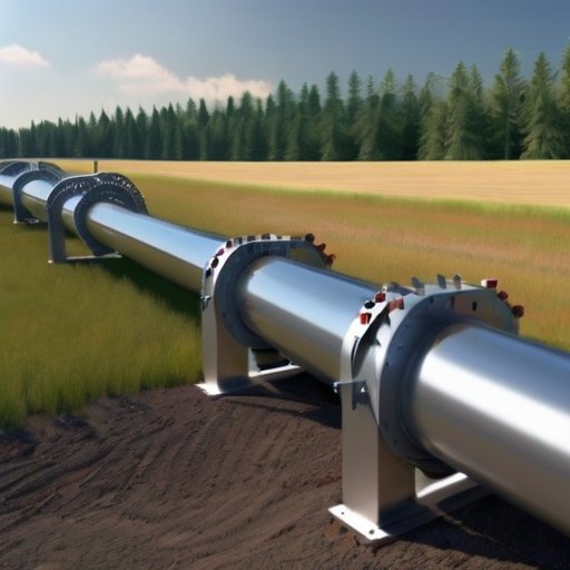 Современная газопроводная система на фоне разнообразного ландшафта.