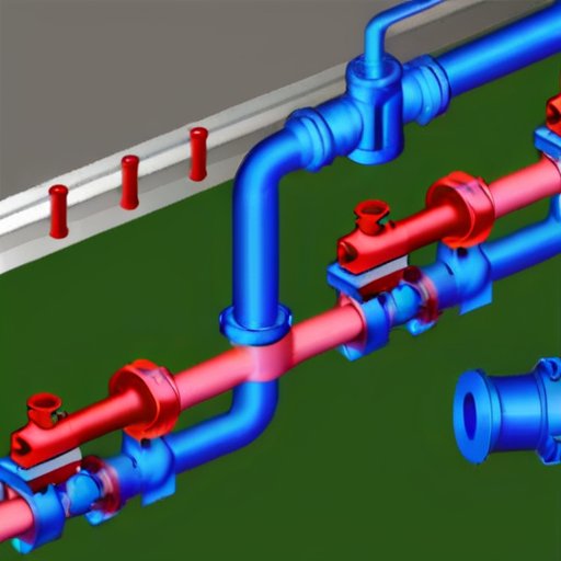 Схема водопроводной системы с различными типами обратных клапанов и указанием направления потока воды.