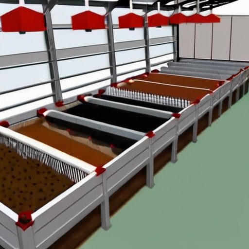 Организованный интерьер птичника с зонами для кур-несушек, гнездами, кормушками и хорошей вентиляцией.