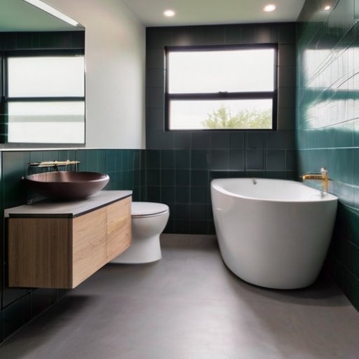 Современная планировка ванной комнаты с эргономичным расположением унитаза и стильным дизайном.