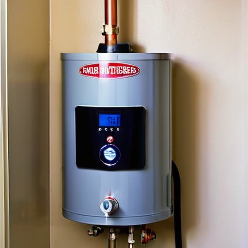 Газовый водонагреватель в аккуратной котельной с вентиляцией и газовыми соединениями. Чек-лист по обслуживанию на стене, рядом инструменты для ухода.