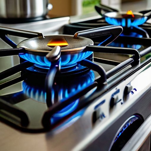 Кухня с газовой плитой, акцент на чистом горелке и инструментами для обслуживания.