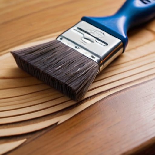 Покраска деревянной поверхности водоэмульсионной краской с акцентом на кисть и инструменты.