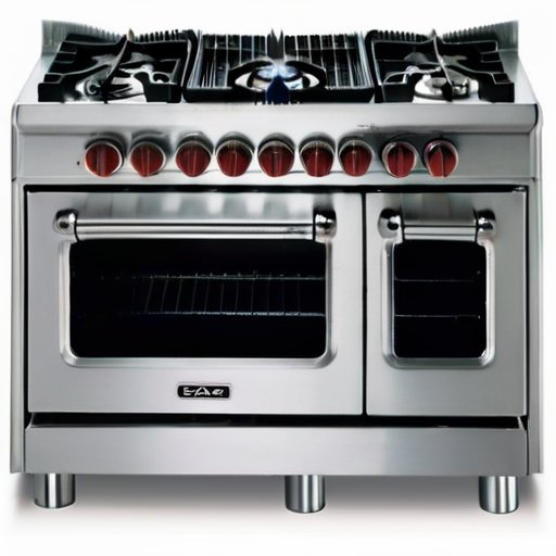 Схема газовой плиты с обозначением компонентов и безопасных функций.