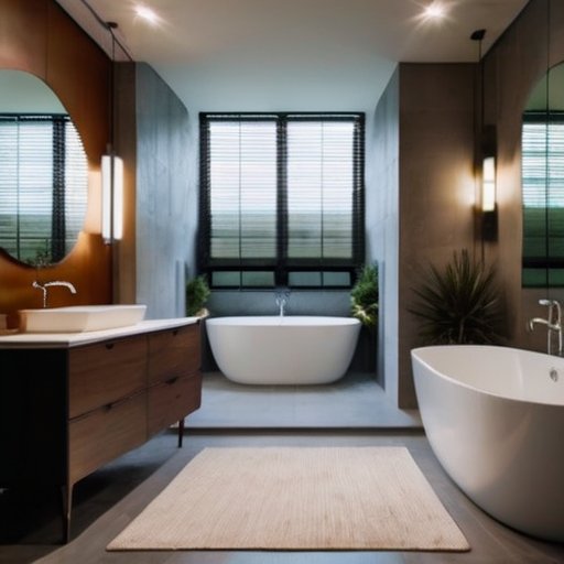 Уютная зона перед ванной с деревянными скамейками, окном для естественного света и современным вентилятором.