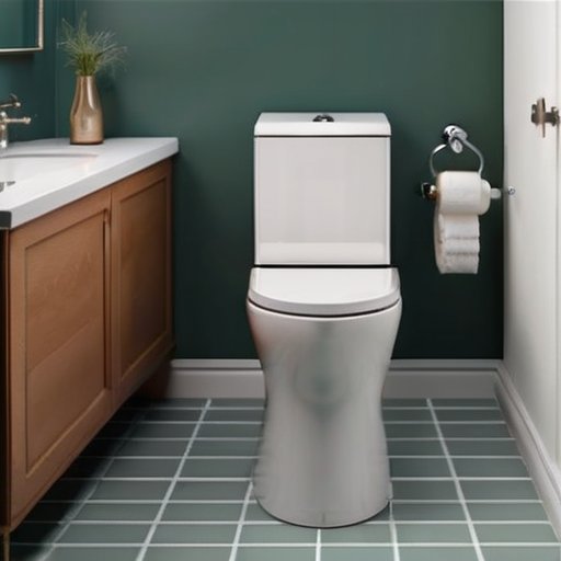 Современный дизайн ванной комнаты с оптимальным расположением унитаза и измерительной лентой для комфортного планирования пространства.