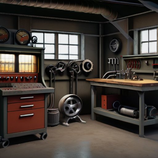 Механическая мастерская с оборудованием и инструментами для диагностики и ремонта.