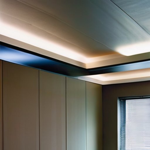 Провисший натяжной потолок в современном интерьере с низкокачественным материалом и плохими креплениями.