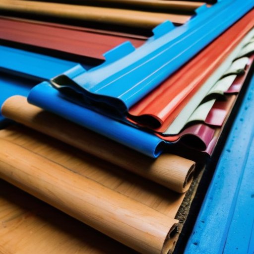 Крыша из дерева, покрытая рубероидом, с акцентом на швы и инструменты для крепления.