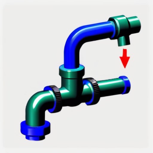 Диаграмма сифона с обозначением основных компонентов и стрелками, показывающими поток воды.