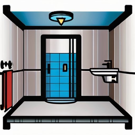 Схема ванной комнаты с туалетом, показаны размеры, безопасность и комфорт.