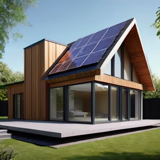 Современный дом из SIP-панелей в живописном ландшафте с солнечными панелями и большими окнами.