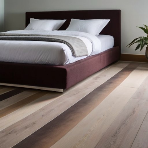 Уютный интерьер с теплым линолеумом и подогревом, стильный ковер, кофейный столик и растение.