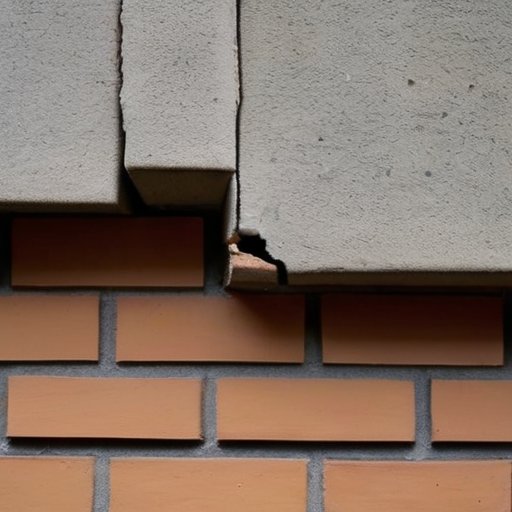 Стена дома с различными трещинами и измерительной лентой, акцент на структурной целостности.