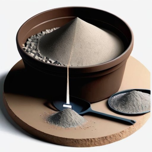 Строительная площадка с двумя контрастными секциями: одна с песком и гладкой смесью цемента, другая с грубой смесью цемента и воды, подчеркивающая различия в текстурах.