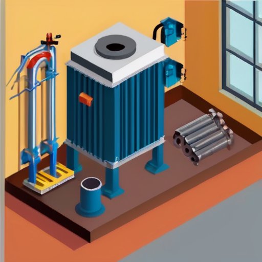 Организованная мастерская для установки твердотопливного котла с инструментами и средствами безопасности.
