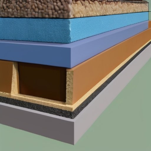 Срез фундамента здания с ростверком и слоями утеплителей: полистирол, экструдированный полистирол, минеральная вата. На фоне - инструменты и оборудование для установки утепления.