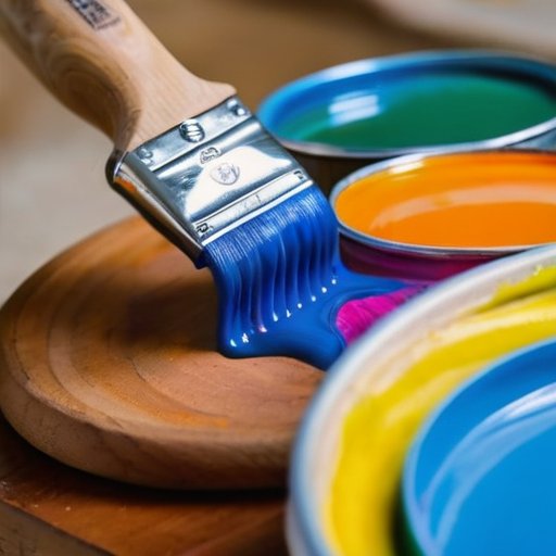 Процесс окраски деревянной поверхности водной эмульсией в мастерской.