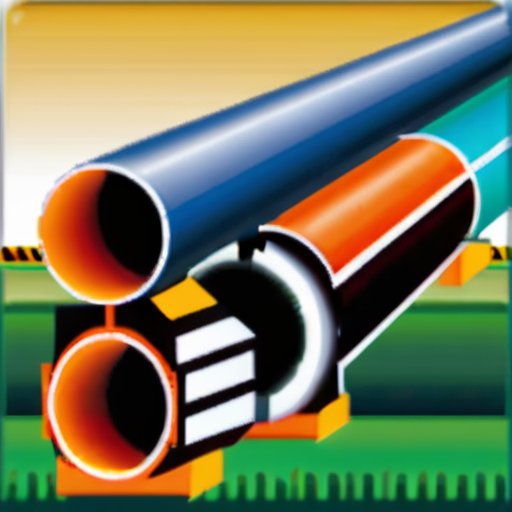 Детализированное изображение среза газопровода, показывающее процесс его установки с обозначением трубопровода, инструментов, оборудования безопасности и экологических мер.