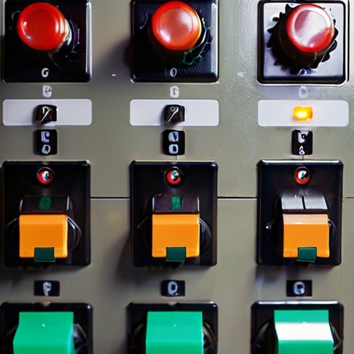 Современный электрический щит с переключателями нагрузки и индикаторами состояния.