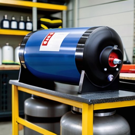 Цилиндр углекислого газа на рабочем месте с инструментами и оборудованием для безопасности.