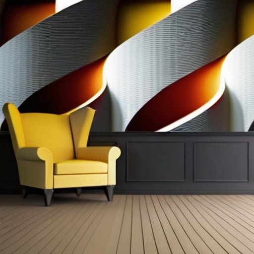 Современная стена с жидкими обоями, текстурированные поверхности, яркие цвета и инструменты для нанесения.