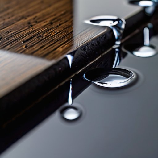 Прозрачная поверхность с каплями воды, подчеркивающая защитные свойства жидкого стекла на фоне промышленных материалов.